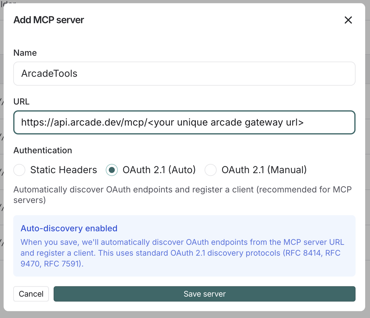 Enter MCP Gateway URL in LangSmith